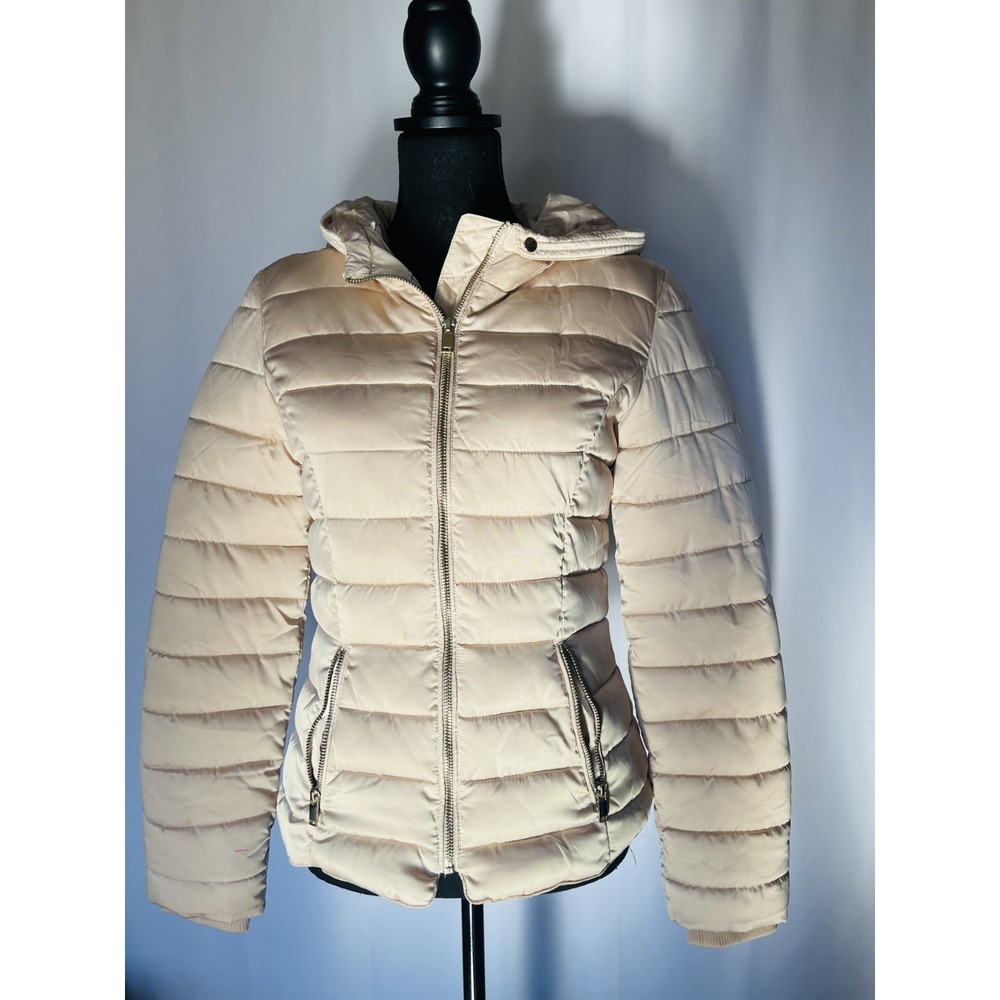 H&M Puffer Jacket Lightweight Size 4 Color Beige, button up closure - Picture 1 of 7